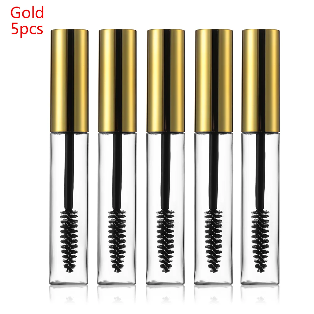 5pcs gold 2/5 шт. 10 мл пустой тюбик для туши крем для ресниц флакон/контейнер с крышкой/Liquid бутылка для многоразового использования DIY косметические инструменты - Цвет: 5pcs gold