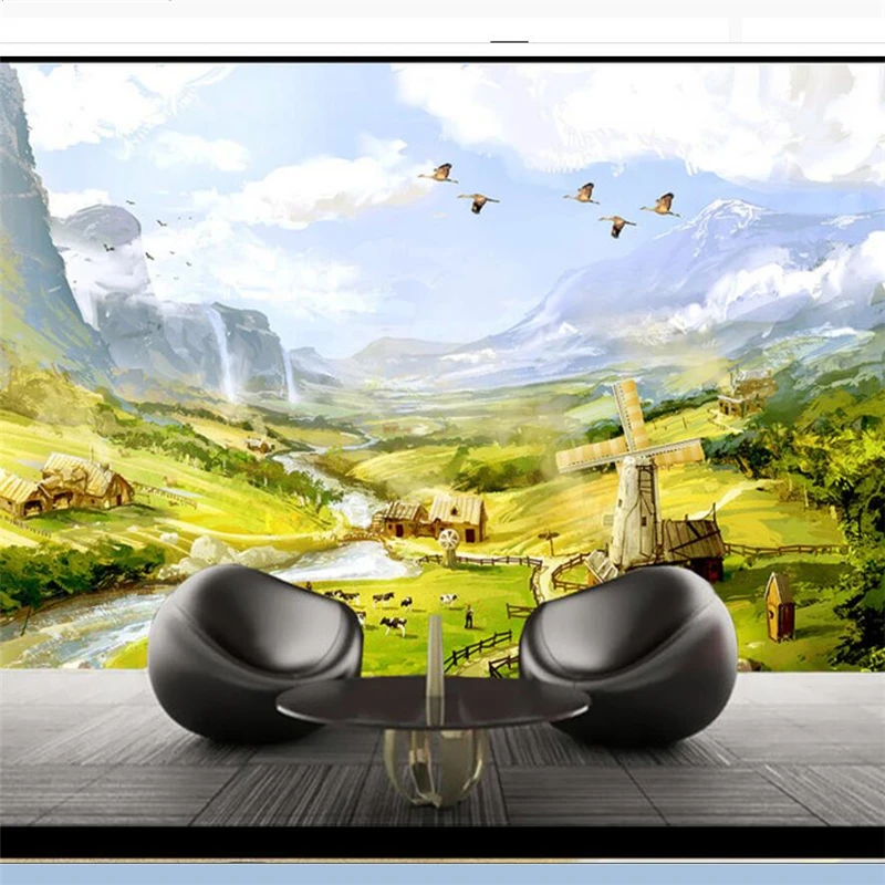 

wellyu papel de parede Custom wallpaper Outside the garden European style HD oil painting TV wall decoration painting