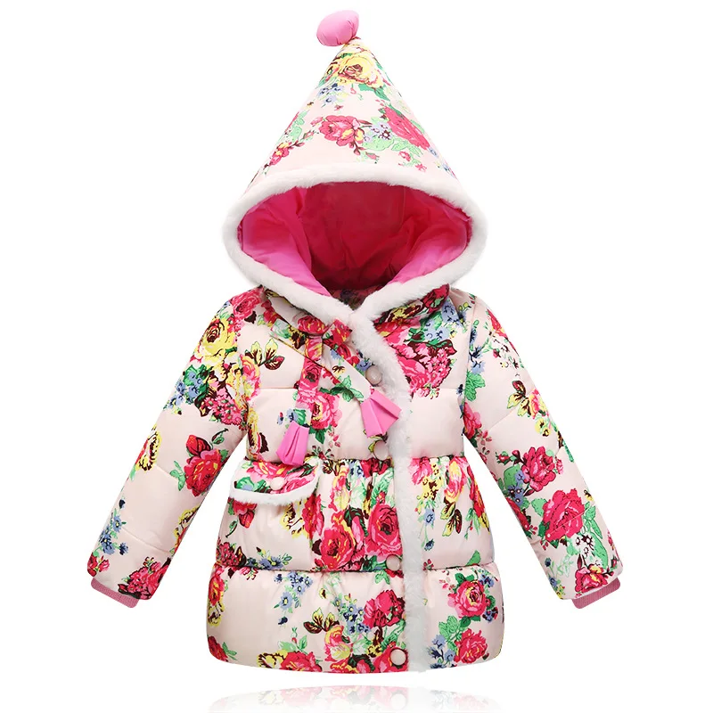 

winter down jacket for gids ciothes children coats thicken duck down jackets girls hoode fiood floral print snowsuits clothing