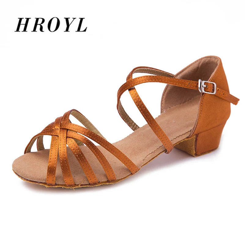 Детская Женская обувь для латинских танцев девочек танго на низком каблуке