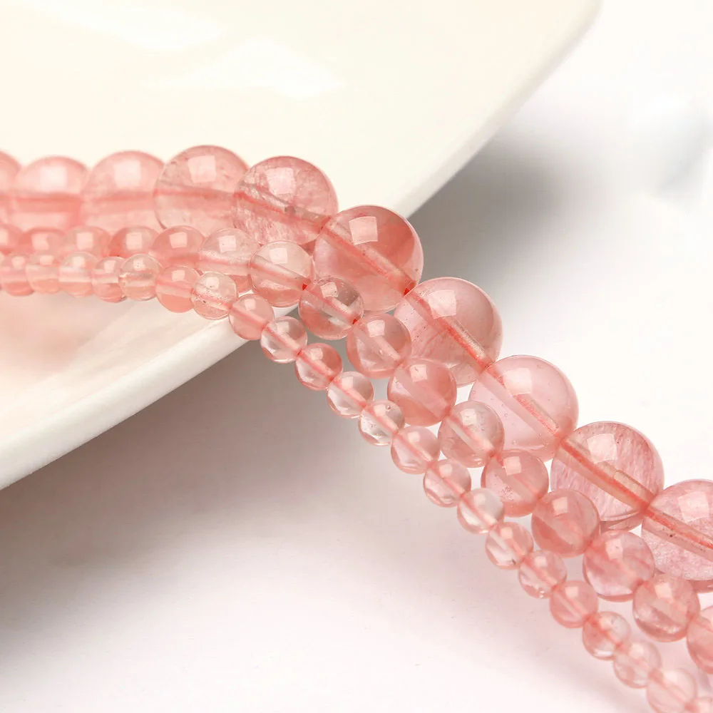 Натуральный Вишневый Кварцевый Камень Бисер Круглый свободный 15 &quotнитка 4 6 8 10 12