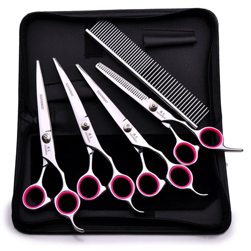 Professional Dog Pet Grooming Scissors Straight Thinning Curved Shears Cat for Groomer Hair Cutting 6/6.5/7 Inch Scissoors|Расчески для