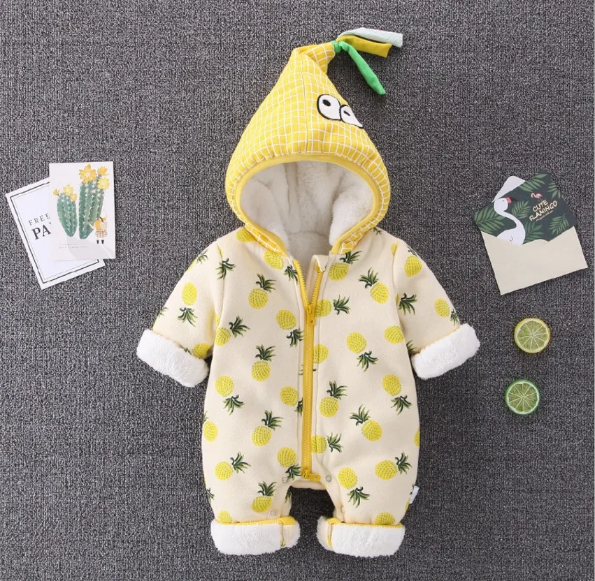 

Winter clothes for newborn babies thickened with fleece zippers with double end