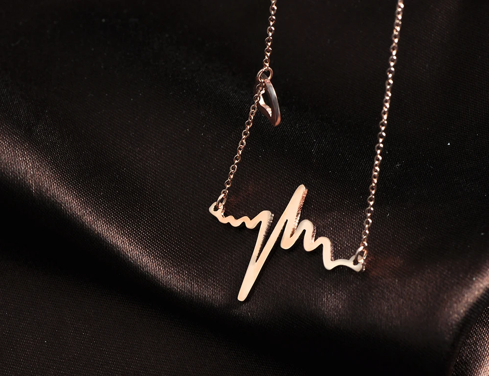 JeeMango Трендовое ожерелье из титановой нержавеющей стали с сердцебиением для