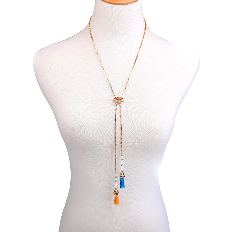 Ethnic Colorful Women Adjustable Chain Long Necklaces 2019 Aliexpress Fashion Tassel Pendant Necklace Bohemian Jewelry | Украшения и