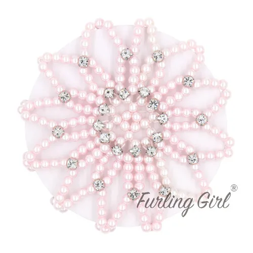 Light Pink Пушистая девочка 1 шт. ручная работа крючком жемчужные эластичные сети для волос балетный танцевальный снуд сетка для волос пучок покрывает орнамент для женщин - Цвет: Light Pink
