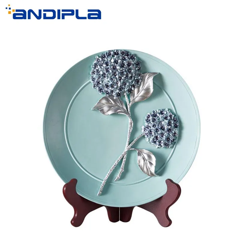 

Pastoral Style Handmade Resin Flower Plate Wall Decoration for Wedding Gifts Household Desktop Crafts Dish Ornaments Souvenirs