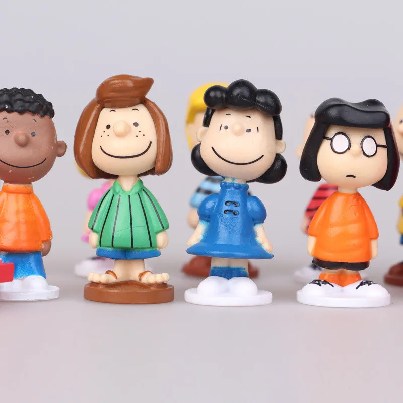 12 шт./лот фигурки из аниме арахис идеальное качество ПВХ фигурка Charlie Brown Sally