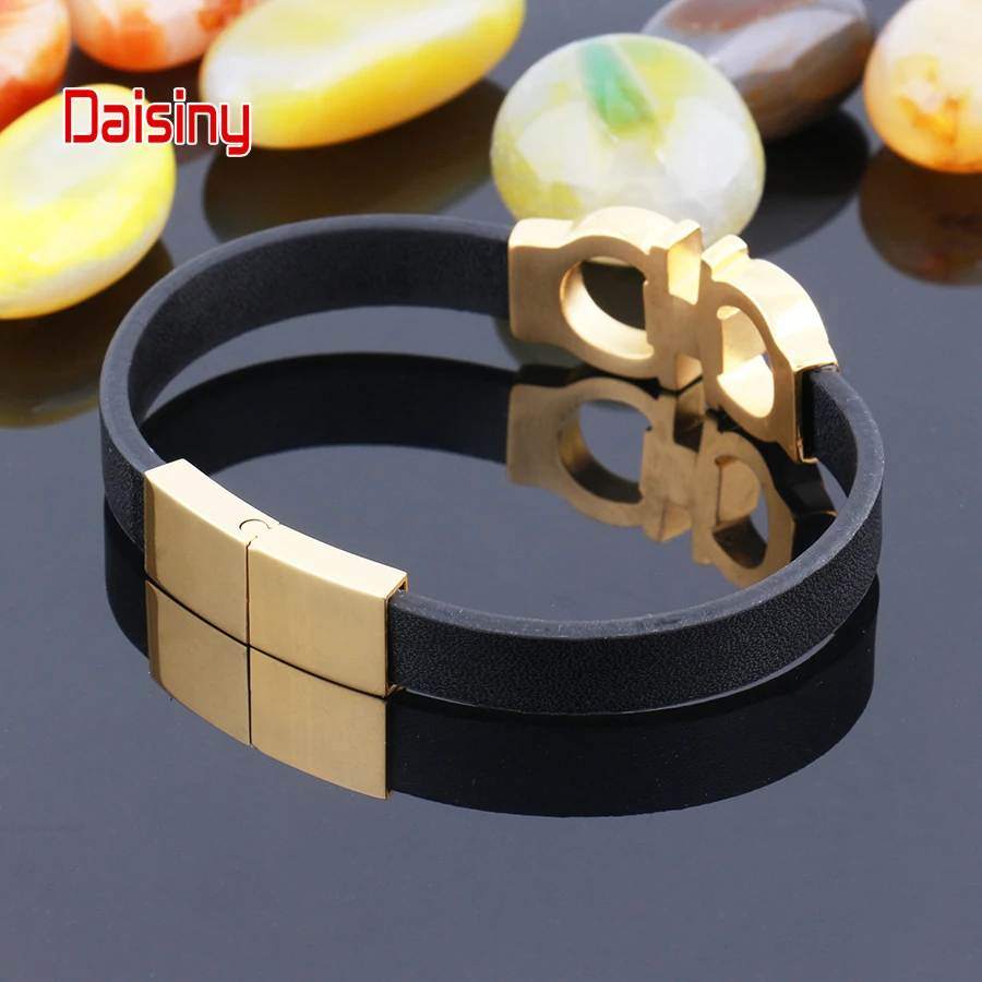 Для женщин и мужчин браслет аллергии бесплатная черный из натуральной кожи с