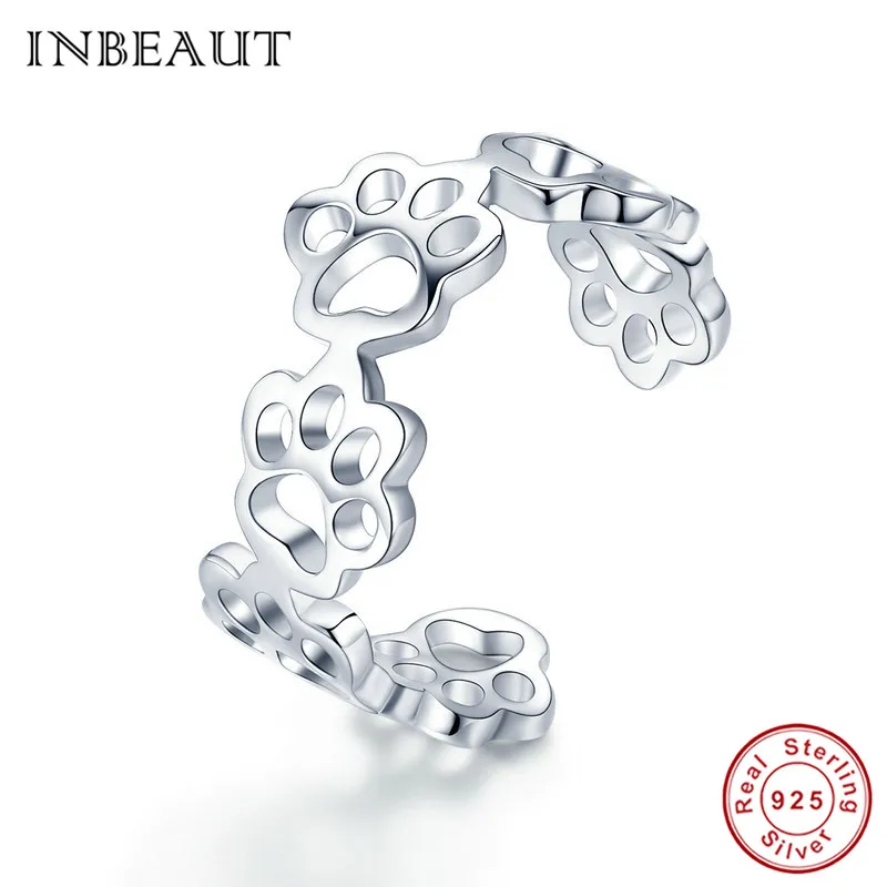 Женское колечко INBEAUT корейское регулируемое кольцо с котом и ножом в виде лапы