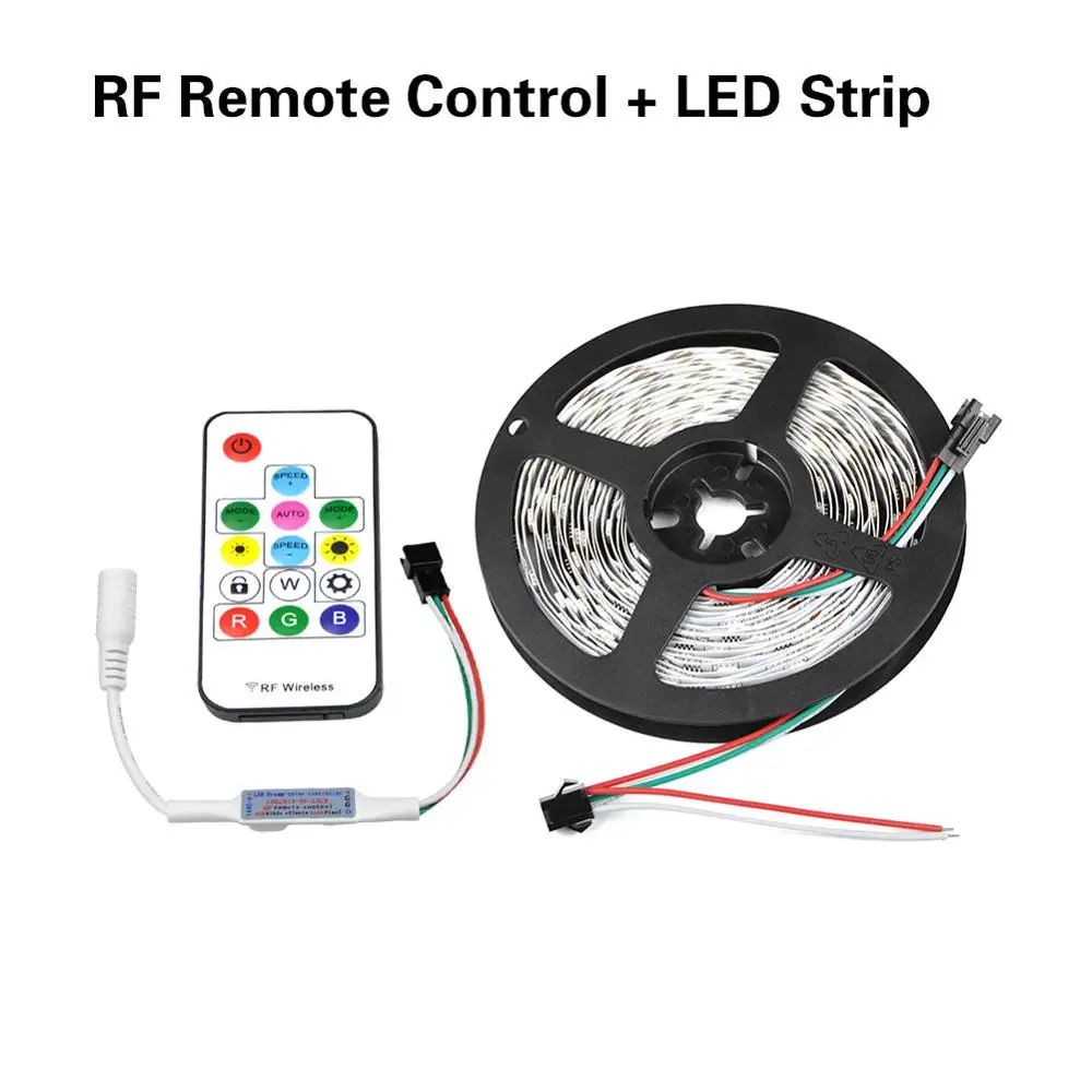 Strip with Remote DC 12 В светодиодный SMD 5050 30 светодиодный S/M Ночной светильник полный сон Цвет RGB полоса лампа лента 1-5 м WS2811 IC адресуемый Cuttable светодиодный - Испускаемый цвет: Strip with Remote