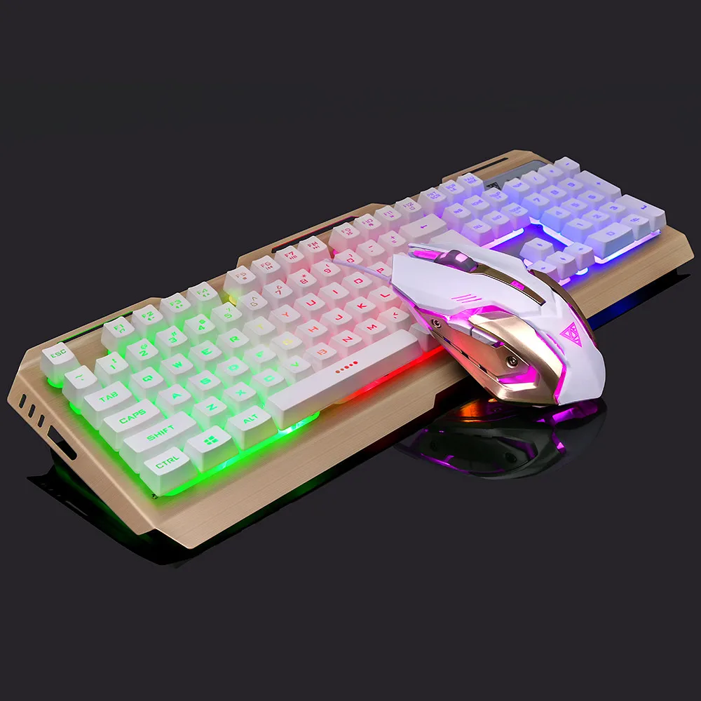 VOBERRY USB Проводная клавиатура Мышь комбо подсветкой Multi-цвет RGB дыхание регулируемый светодиодный высокого качества Мышь клавиатура набора 2400 Точек на дюйм