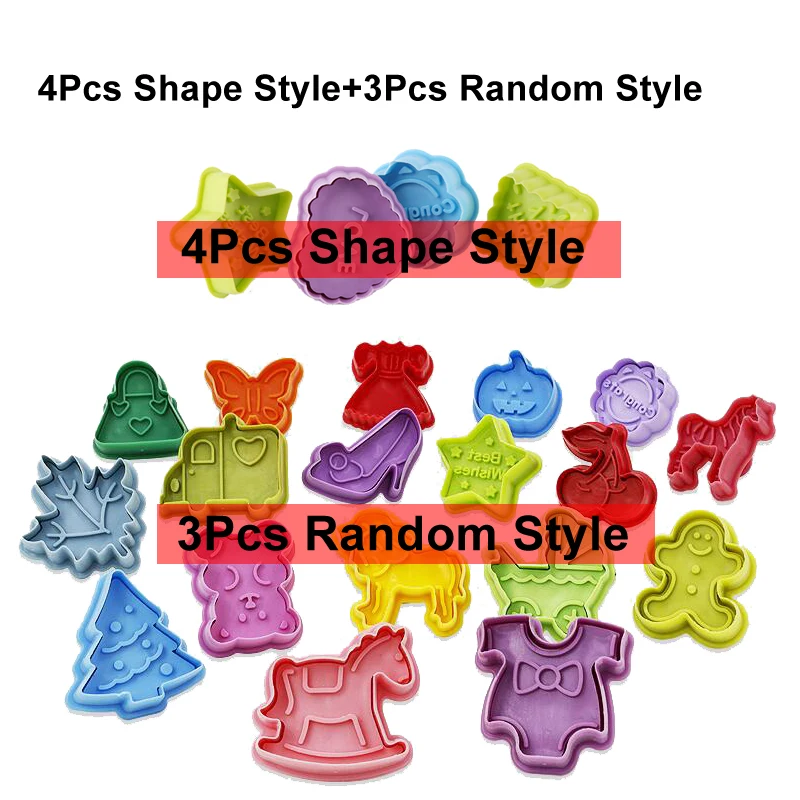 4 shape 3 random 7 шт. для выпекания печенья Форма для выпечки животного печенье резец плунжера вышивка «звёздочки» или «бриллианты форма для выпечки Baby Shower печенья ножи, выпечка плесень, GYH - Цвет: 4 shape 3 random