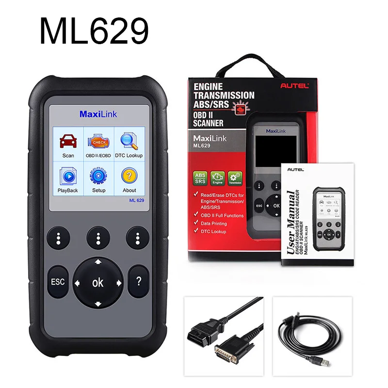 ML629 Autel ML629 CAN OBD2 сканер считыватель кодов+ ABS/SRS автомобильный диагностический сканер инструмент сканер Automotivo OBD диагностический инструмент - Цвет: ML629