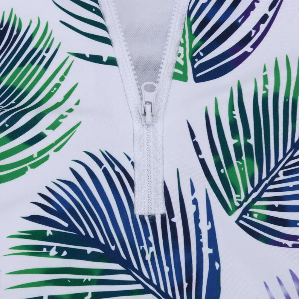 Женский купальник с длинным рукавом SAGACE Цельный принтом в виде листьев