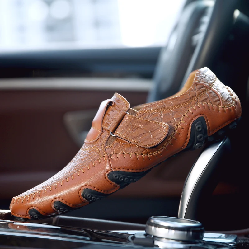 

Spring Summer Large Size Men's Casual Shoes Genuine Leather Peas Shoes Man Soft Bottom British Octopus Fashion Loafers