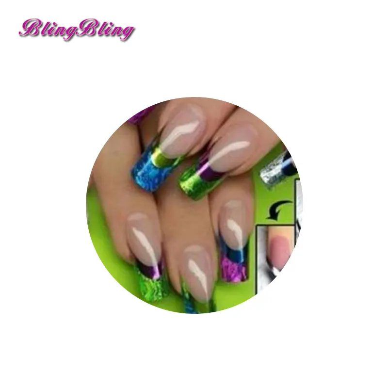 Blingbling 2 листа Французский маникюр цветные Типсы Книги по искусству Форма Fringe Гиды