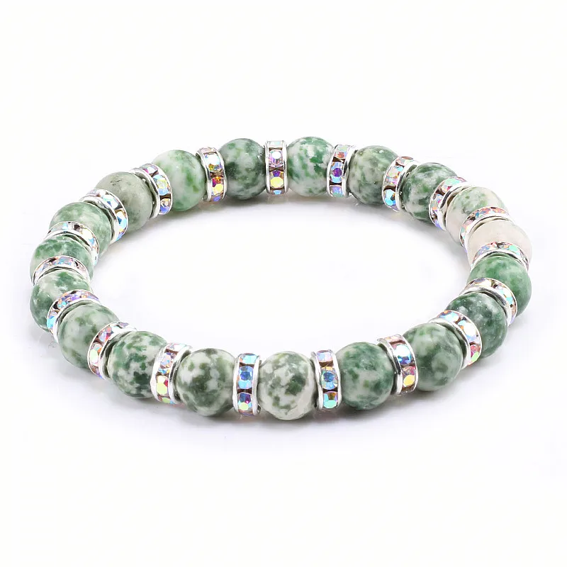 Новинка модный зеленый браслет из натурального камня для мужчин очаровательные
