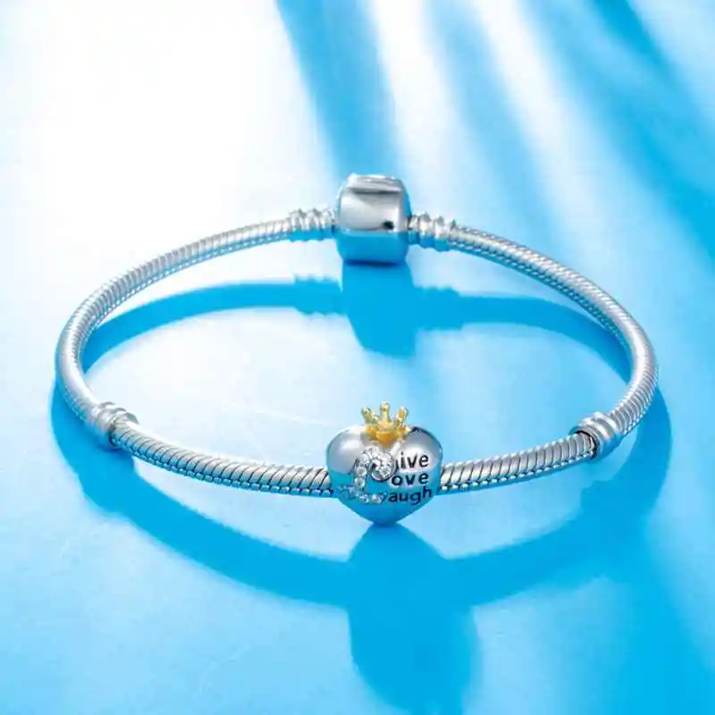 Choruslove Royal Crown Charm Genuine 925 Sterling Silver Love Heart Bead fit Pandora Original Charms Bracelet DIY Jewelry Making | Украшения