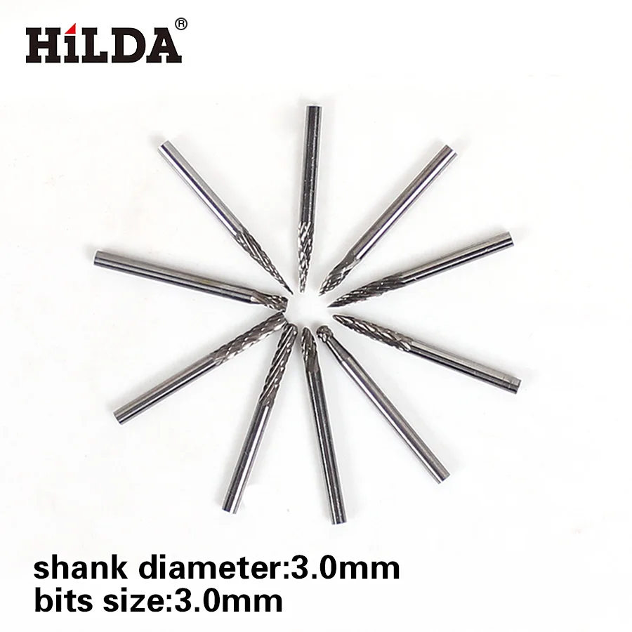 HILDA 3 мм (1/8 &quot) карбид вольфрама заусенцы роторные режущие файлы набор CNC