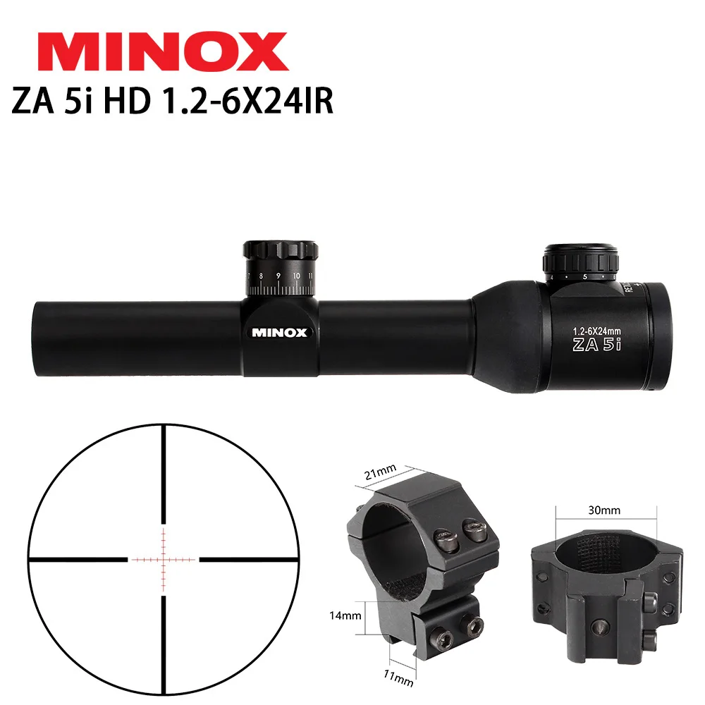 MINOX ZA 5i HD 1,2-6X24 E ИК охотничий прицел стекло гравированное сетка тактический прицел снайперские оптические прицелы для страйкбола винтовки AK47 - Цвет: with Dovetail Rings