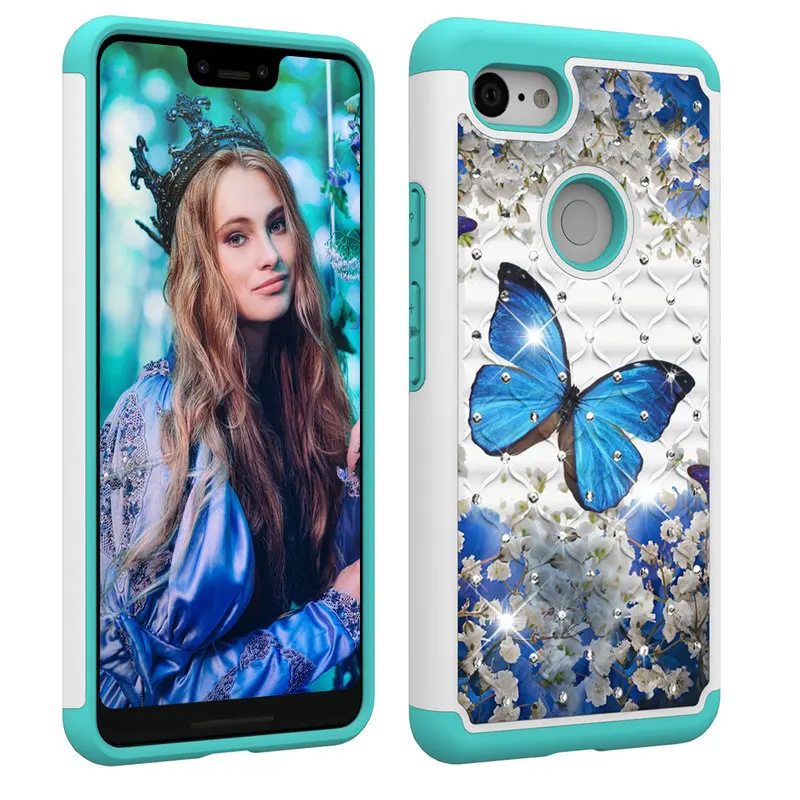 Чехол Bling Стразы для Google Pixel 3 XL чехол Funda Pixel3 гибридный из ТПУ и поликарбоната 3XL XL3
