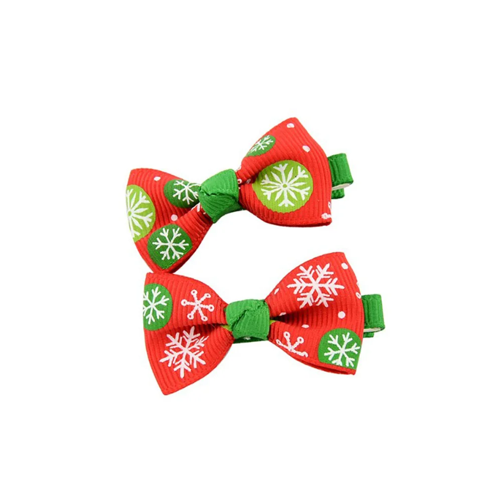 5pcs/lot 5*2.5cm Ribbed Print Ribbon Bow Christmas Decoration Children's Hair Clip Accessories headband flower DIY |