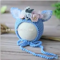 AS PHOTO Детская шляпа ручной вязки, шляпа с цветочным рисунком, реквизит для фотосъемки новорожденных, Шапочка-медвежонок с кроликом - Цвет: AS PHOTO