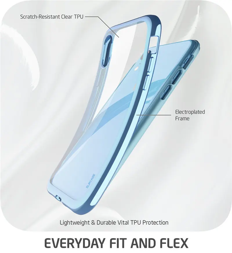 SUP чехол для iPhone XR 6,1 дюймов, чехол UB Electro, полный корпус, прозрачный, блестящий тонкий гибридный Чехол со встроенной защитной пленкой