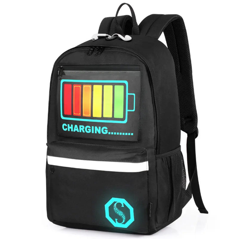 

[Drop Shipping] 2018 Multifunctional Noctilucence School Bags Intelligent Voice Control Nigh Lighting Backpacks with gift (B318)