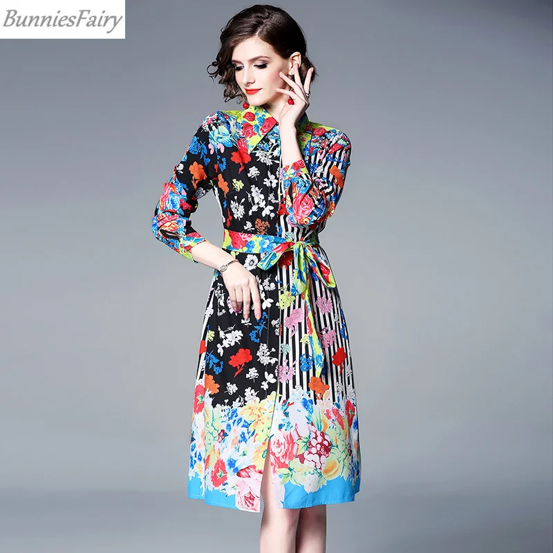 BunniesFairy 2019 весеннее женское Новое винтажное ретро платье-рубашка с длинными