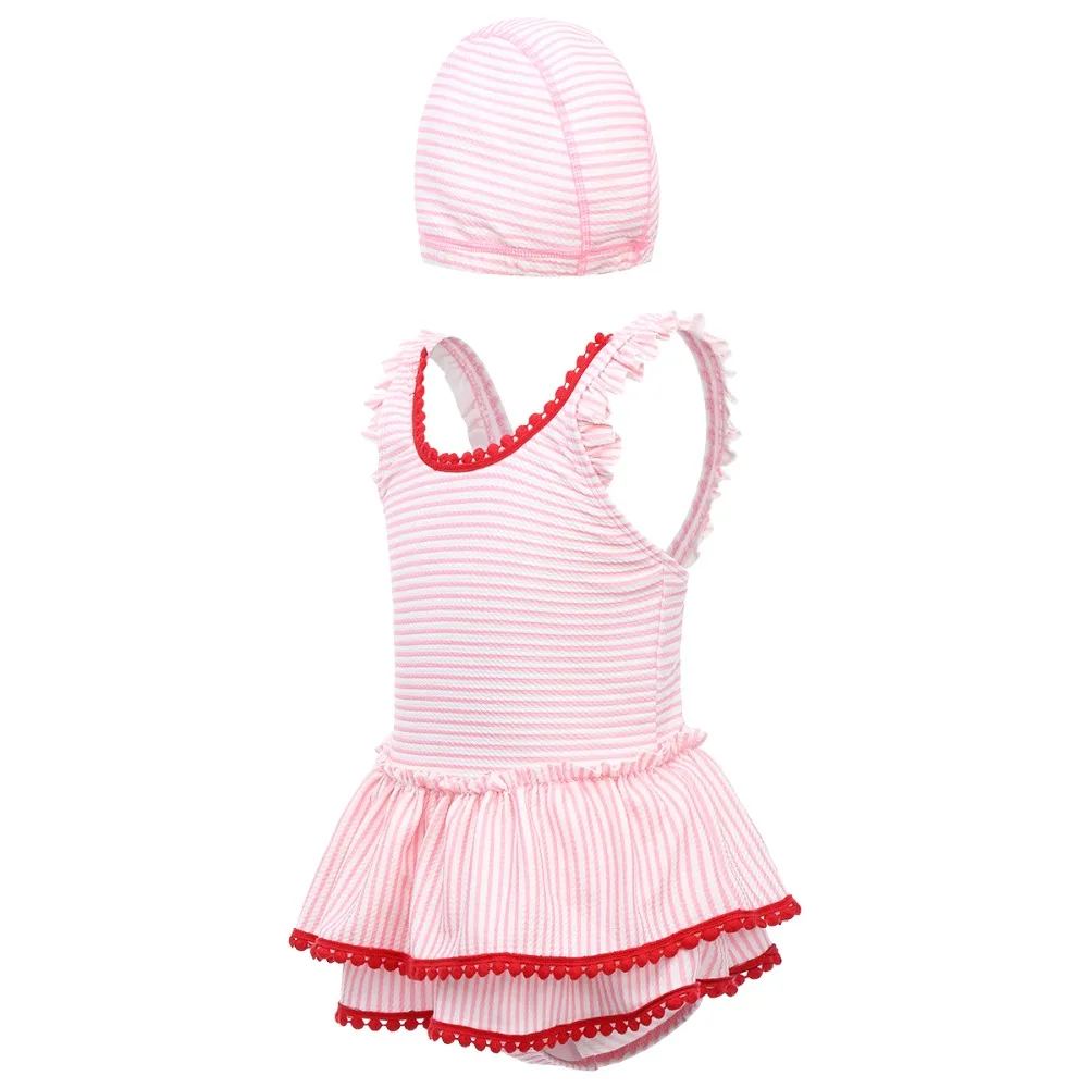 Комплект из 2 предметов милая детская одежда для плавания девочек Цельный