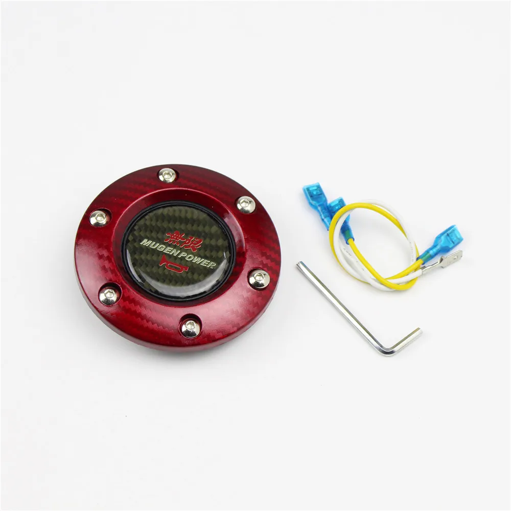 Бесплатная Доставка Mugen Гоночный Автомобиль Углеродного Волокна Руль Рог Кнопку