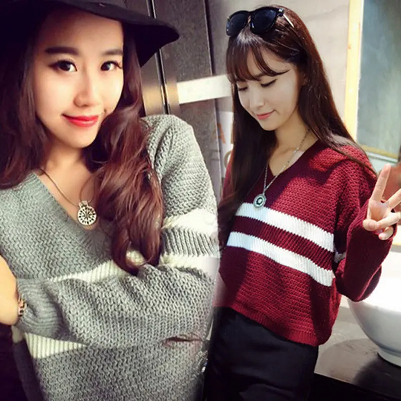 Женщины Осень Свитера И Пуловеры 2017 Моды С Длинными Рукавами О-Образным Вырезом