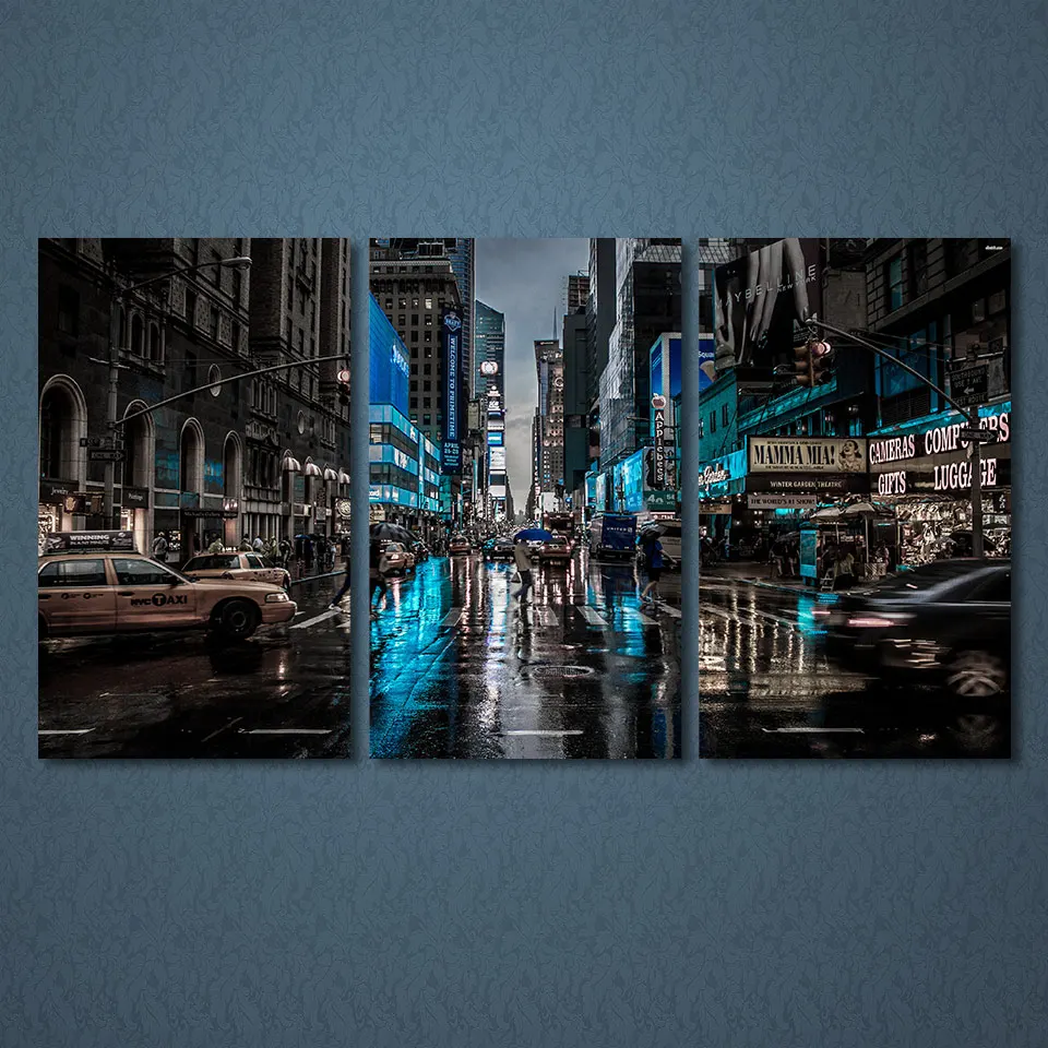 

3 Panels Canvas Art New York City Night Home Decoration Wall Art Painting Canvas Prints Pictures for Living Room