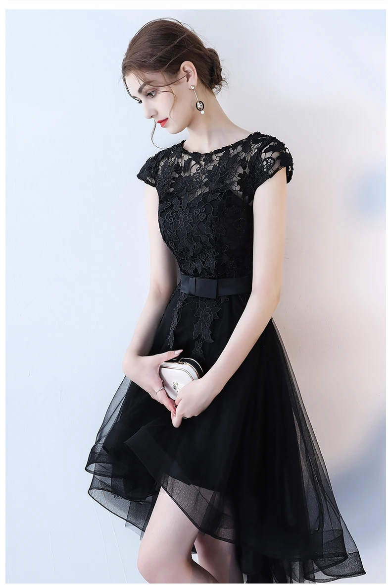 Robe De Soriee новое черное вечернее платье короткое спереди с длинным рукавом