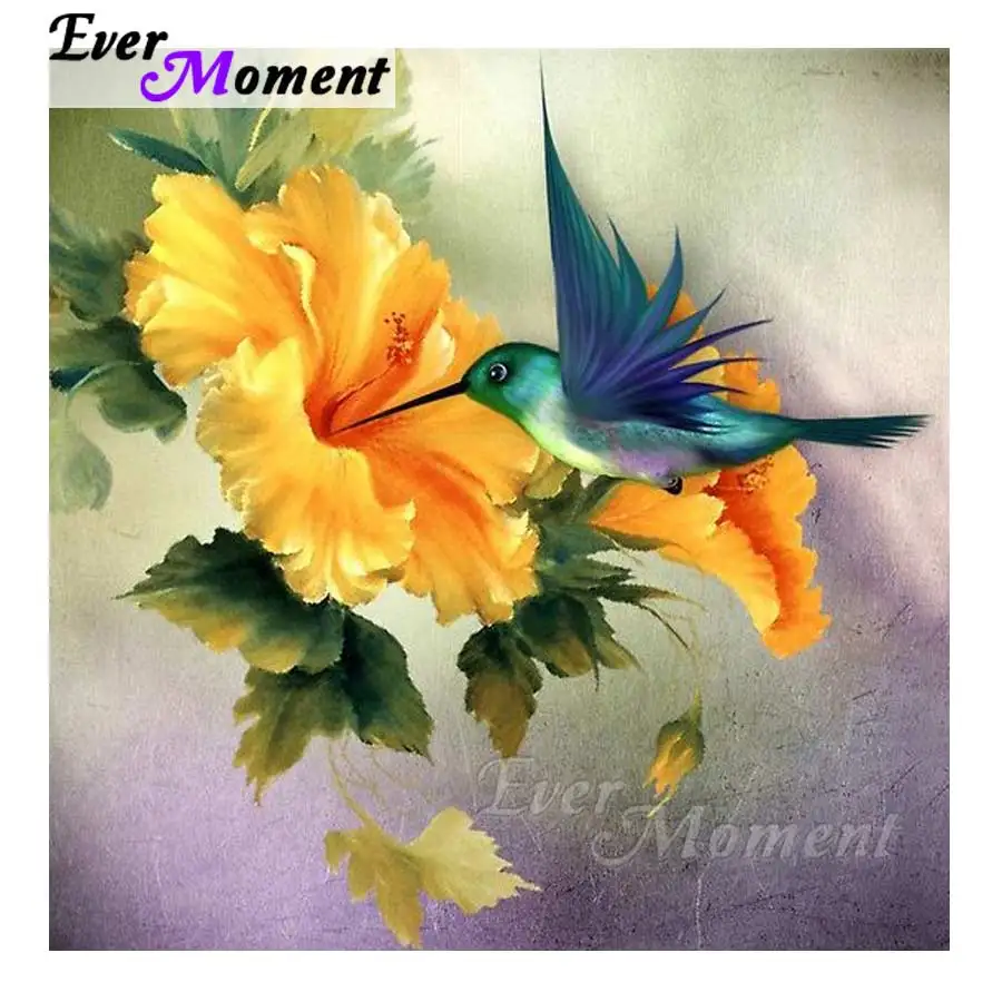 Алмазная картина Ever Moment, птица, цветок, полная квадратная дрель, 5D DIY картина, мозаика, алмазная вышивка, стразы, декор S2F836