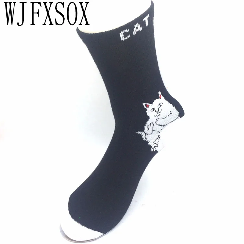 WJFXSOX, 1 пара, брендовые, элегантные, креативные, мужские носки с котом, Kawaii, мужские, Мультяшные, хлопковые, художественные носки, забавные, Чужеродная планета, носки, Calcetines