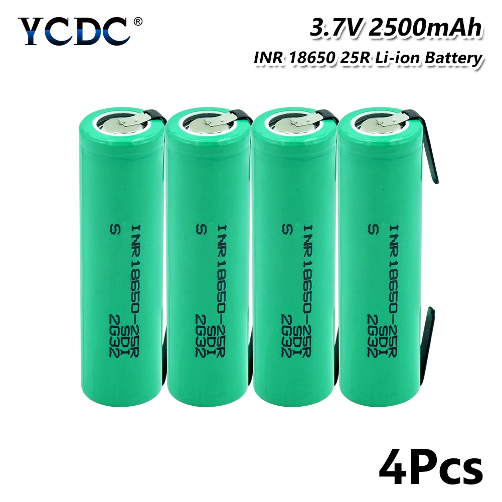 1/2/4 шт. 3,7 V 2500 мА/ч, INR 18650-25R 20A разрядки 18650 литий-ионный батареи для Е-сигарета электронная сигарета фонарь Мощность банка