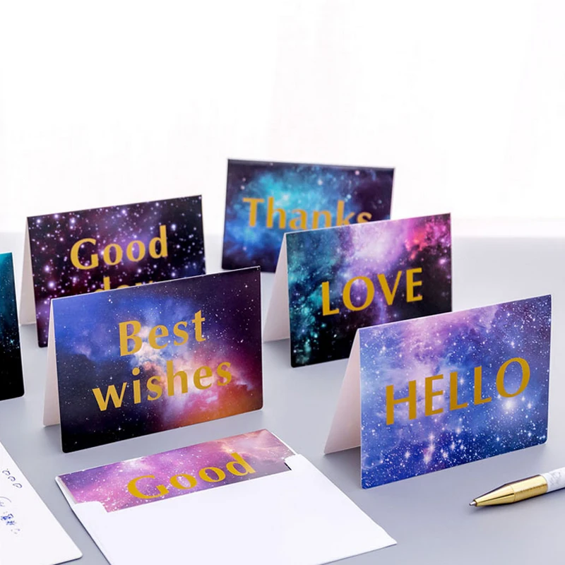 Starry sky English blessing postcard greeting card christmas birthday gift cards |