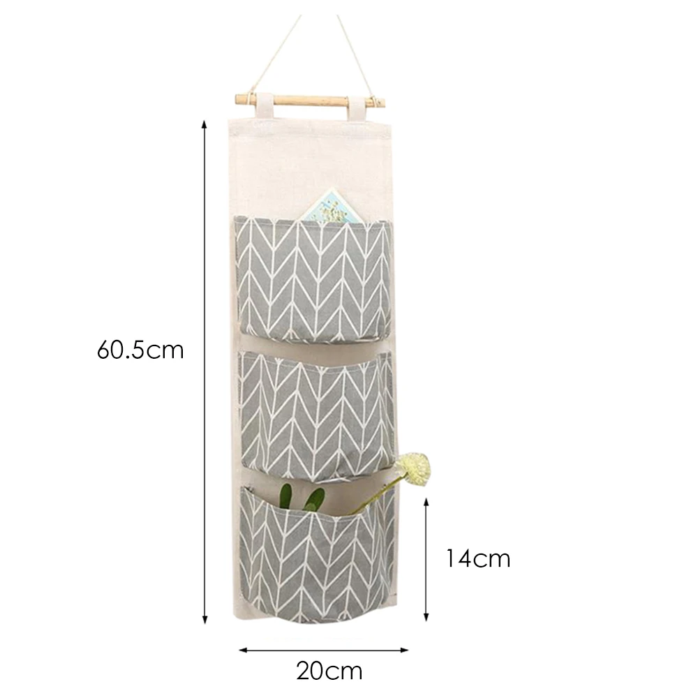 60x20x14cm Grey Junejour 7 карманов настенные Висячие Сумки для хранения хлопок белье двери Органайзер водонепроницаемый мешок спальня офис контейнер - Цвет: 60x20x14cm Grey