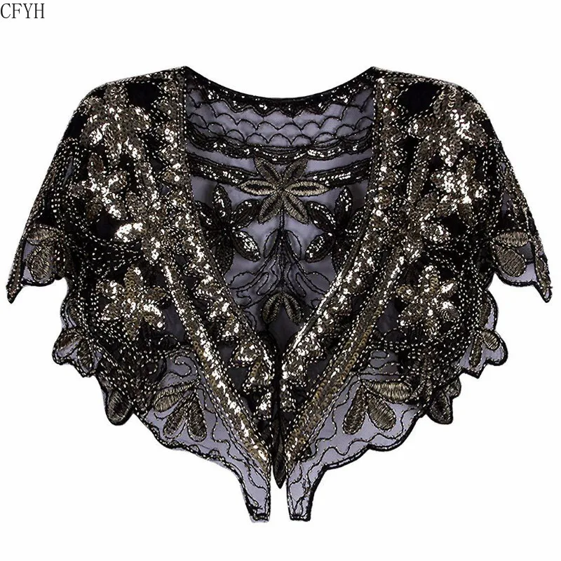 Женская накидка 1920 s шаль с бахромой и вышивкой свадебное платье блестками