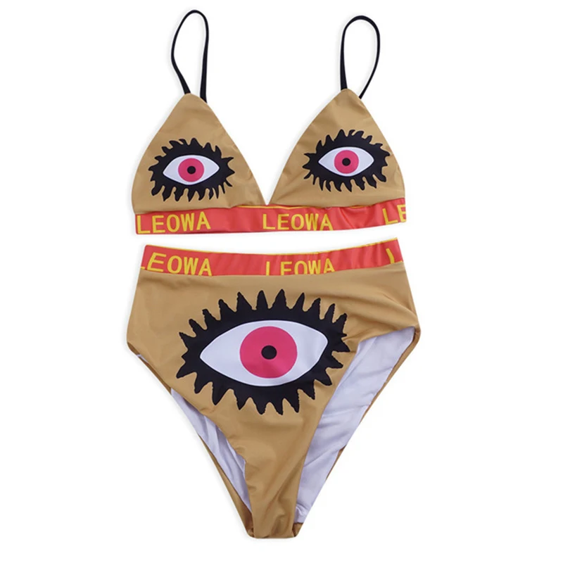 Bikinx, забавный купальник с высокой талией, женский купальный костюм, треугольный пуш-ап раздельный купальник, женский сексуальный бикини размера плюс, купальные костюмы - Цвет: 4