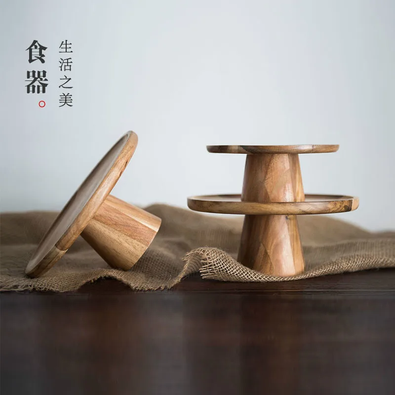 Высоким твердой древесины торт лоток творческая Фруктовая тарелка деревянный