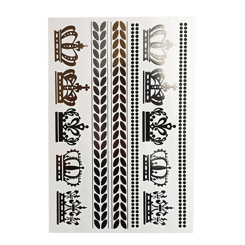 300 Стильная Золотая Татуировка Корона золотые и серебряные Временные татуировки