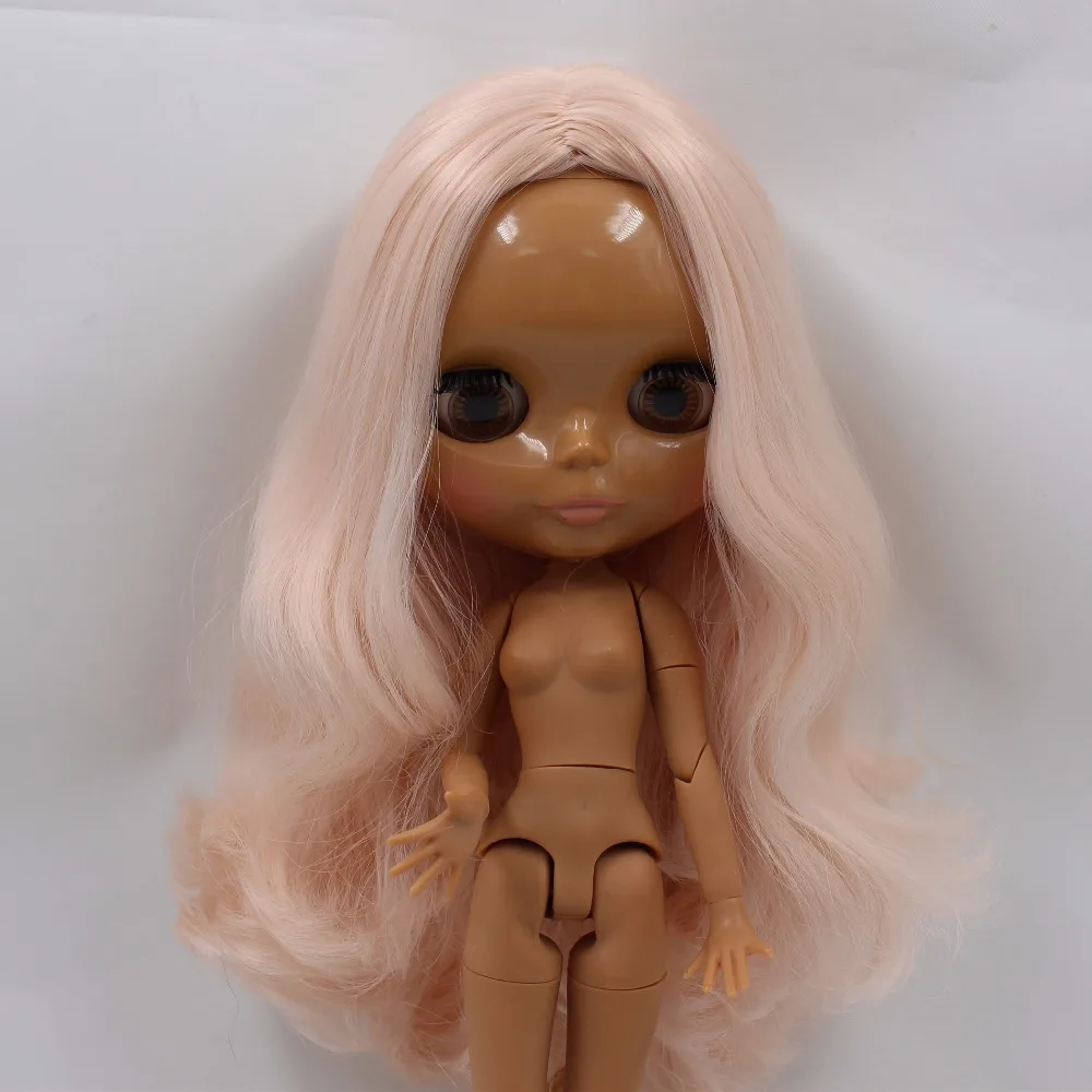 Ледяная кукла DBS Blyth 1/6 bjd розовые волосы Темный кожный сустав Сияющее лицо 30 см