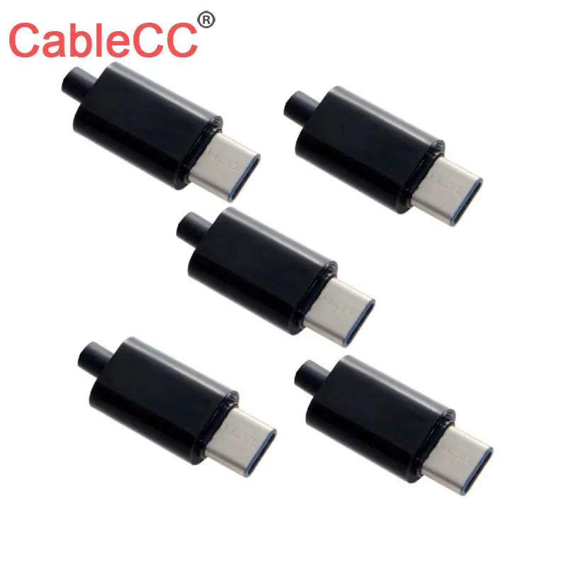 

CableCC DIY 24pin USB 3.1 Type C USB-C Male Plug Connector SMT type with 3.5mm SR and Housing Cover White Black