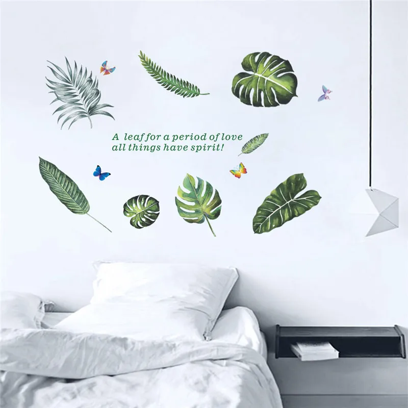 % 3d яркие наклейки на стену с изображением листьев бабочки для гостиной спальни