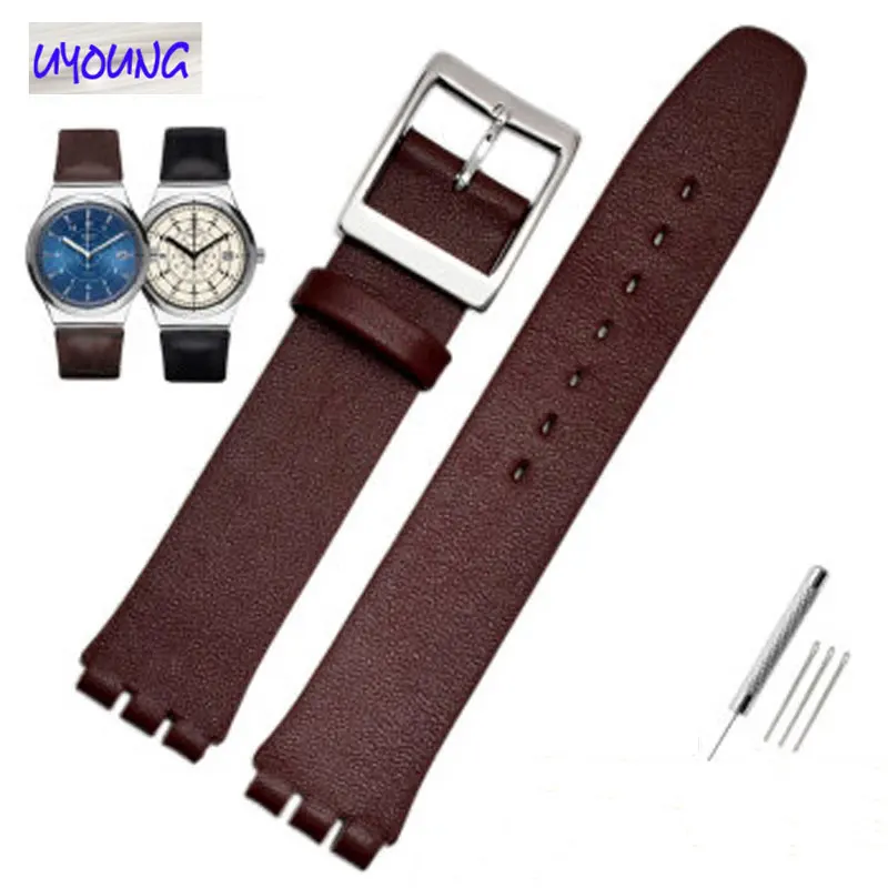 Подходит для swatch кожаный ремешок для часов SYXS116 серии мужской и женский браслет с интерфейсом bump тонкий кожаный ремень мягкий и удобный