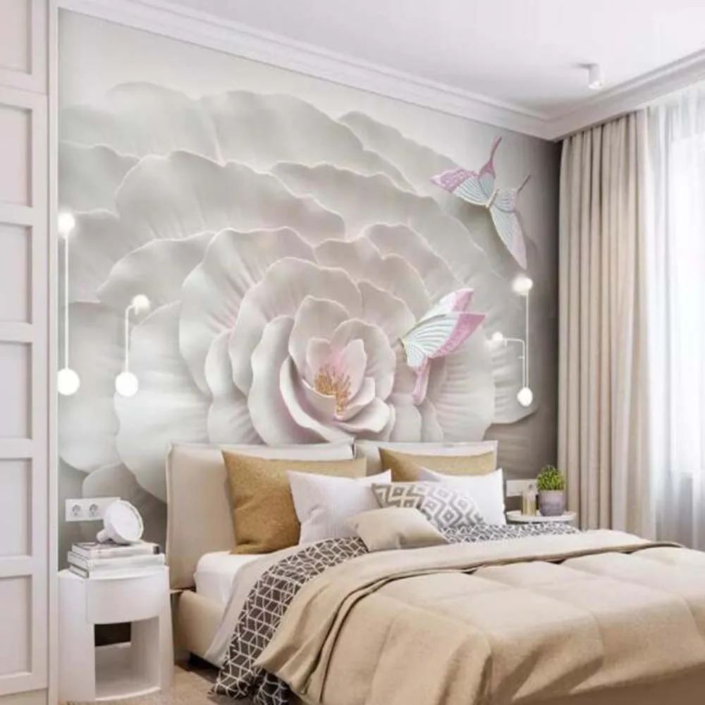 

Custom photo wallpaper 3D embossed floral butterfly mural for TV background walls 3d living room bedroom home decor 3d wallpaper